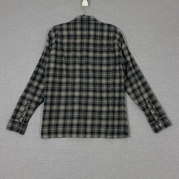 Kuhl Flannel Plaid Shirt Sz Large Black Brown Cotton Tencel Blend - Picture 3 of 10